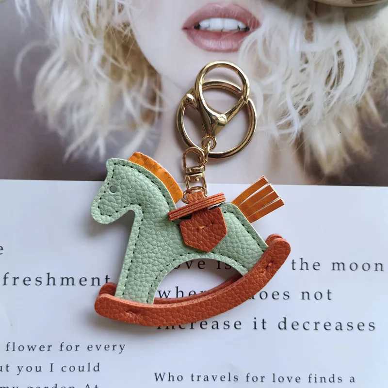 Women Charms Bag Pendant PU Leather KeyChain Cartoon Pony Horses Keyring Cute Animal Ornament Accessories Gift M251215