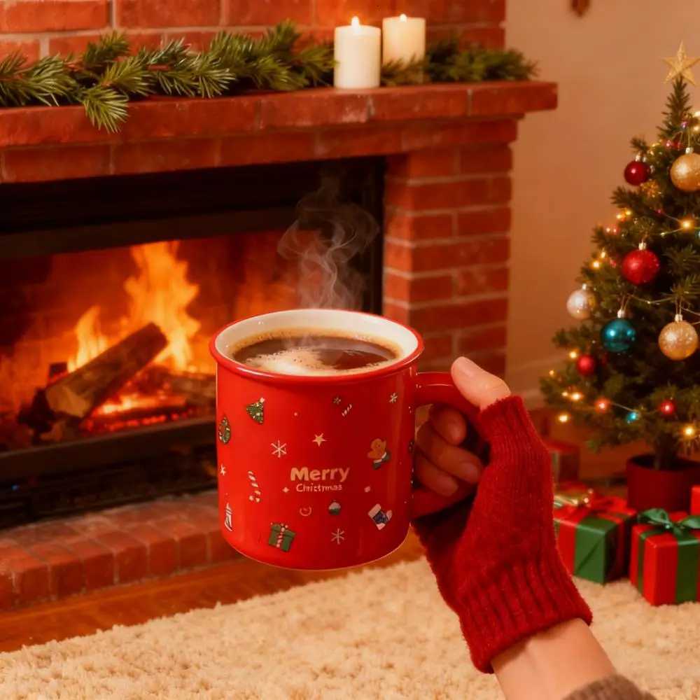 Christmas Ceramic g with Lid and Santa Design Cute Cartoon Coffee Cup Festive Holiday Gift for Friends and Family H251215