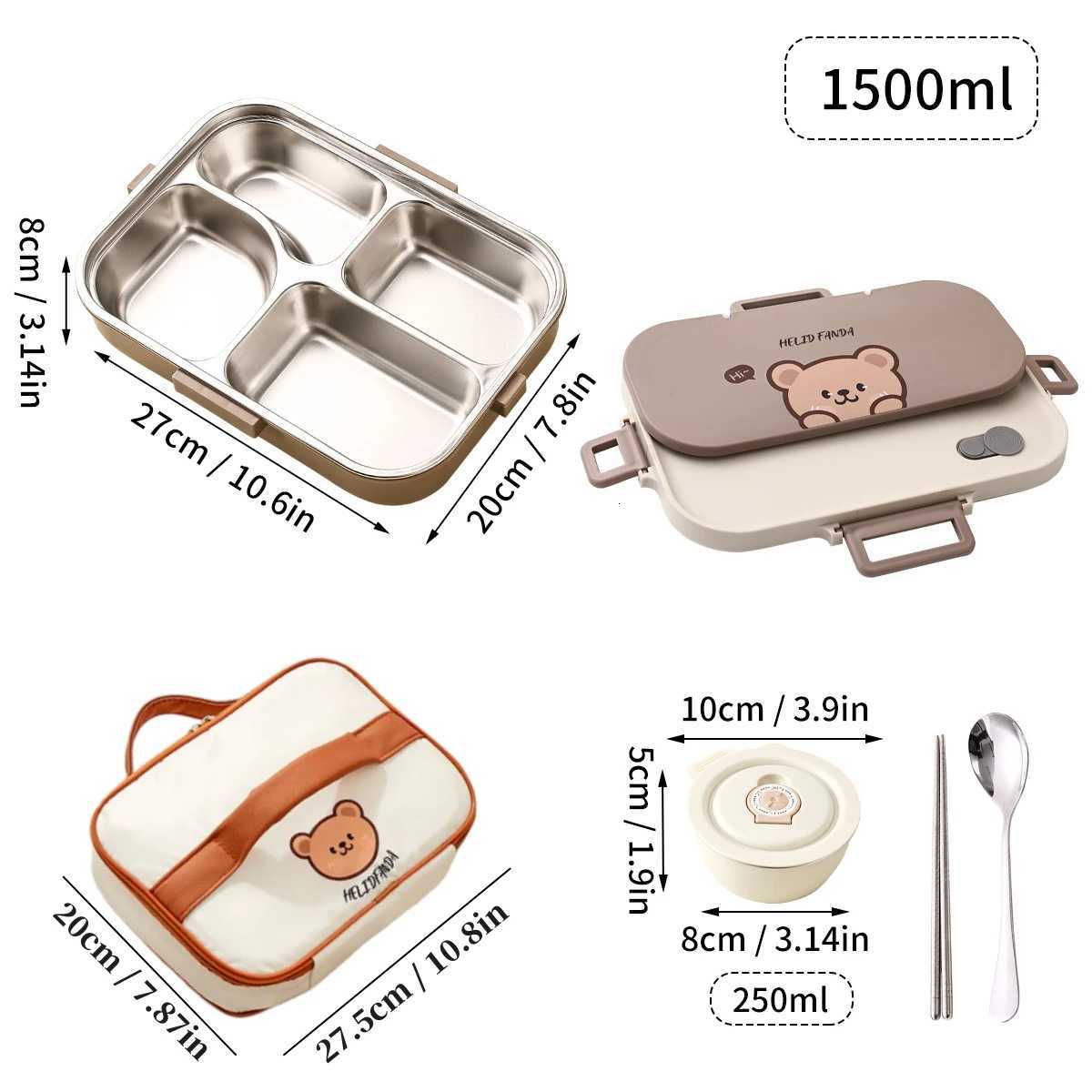 WORTHBUY Capybara 304 Stainless Steel Divided Lunch Box Set For Student Microwave Portable Sed Food Container With Cutlery H251213