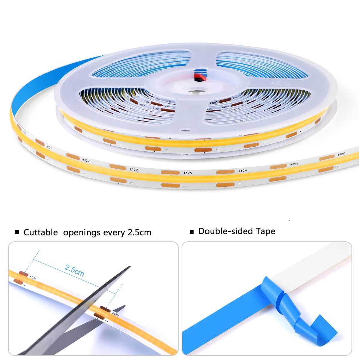 1-6pcs COB LED Strip Light Under Cabinet Collection Display Touch Dimmer Bookcase Wardrobe Motion Sensor Penet Wood Closet Lamp X251215
