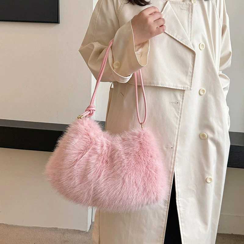 Fashion Luxury Faux Rabbit Fur Plush Shoulder Bag High-End Womens Tote Handbag for Stylish Gift SendingT251215