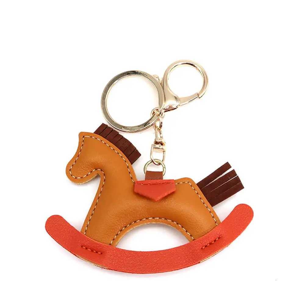 3D Trendy Designer luxury PU Leather Rocking Horse Keychain Pony Horse Pendant Decoration For Ladies Bag Keyring Charm Accessories M251215
