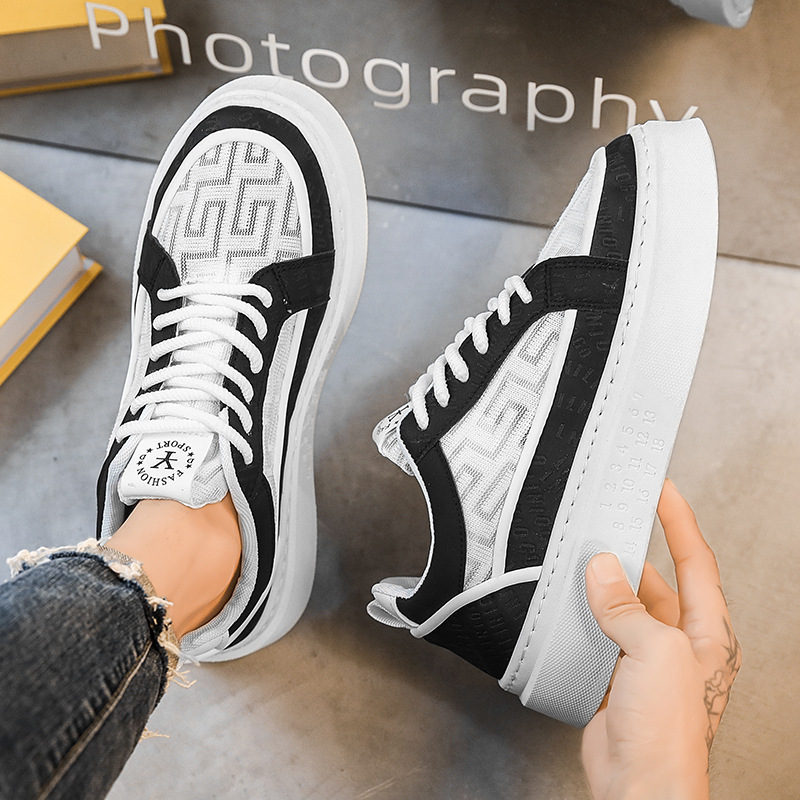 Designer Shoes 2026 Summer Men's Breathable Mesh Sneakers, Platform White Casual Shoes Thick Sole Fashion Board Shoes