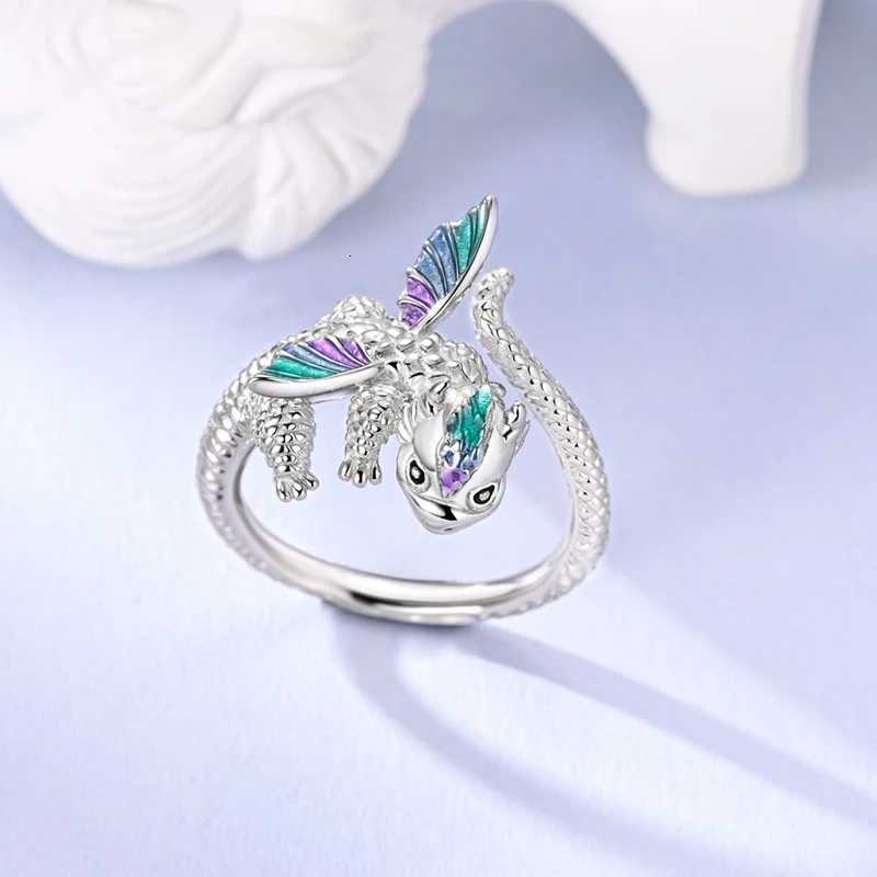 Adjustable Ring 925 Sterling Silver Original Fire Dragon Blossom Flower C r Open Rings For Women Wedding Jewelry Gift M251215