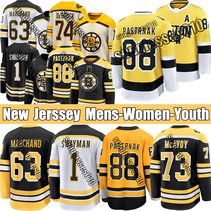 BostonS Bruins Jersey #1 Swayman Shattenkirk Coyle Bergeron Marchand Frederic Jerseys #88 Pastrnak MCAVOY Lohrei Zadorov DeBrusk Hockey Jerseys