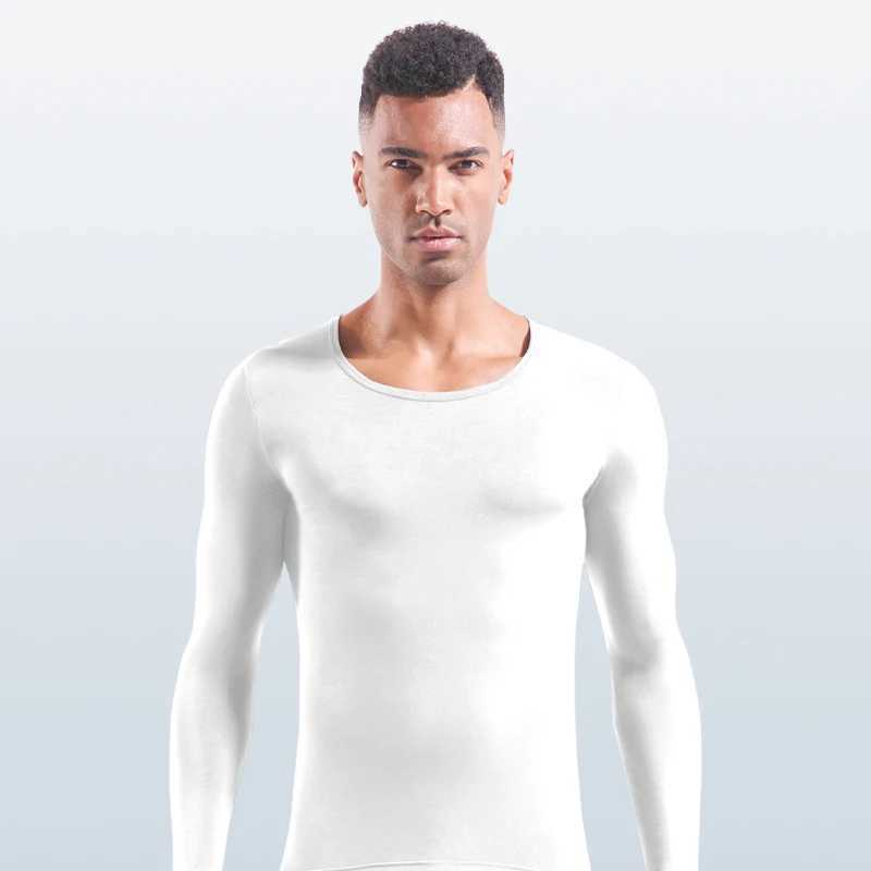 Mens Thermal Underwear Pure Cotton Low-Neck Large V-Neck Base Layer Shirt Autumn and Winter Solid Color Thin Slim-Fit Top G251215