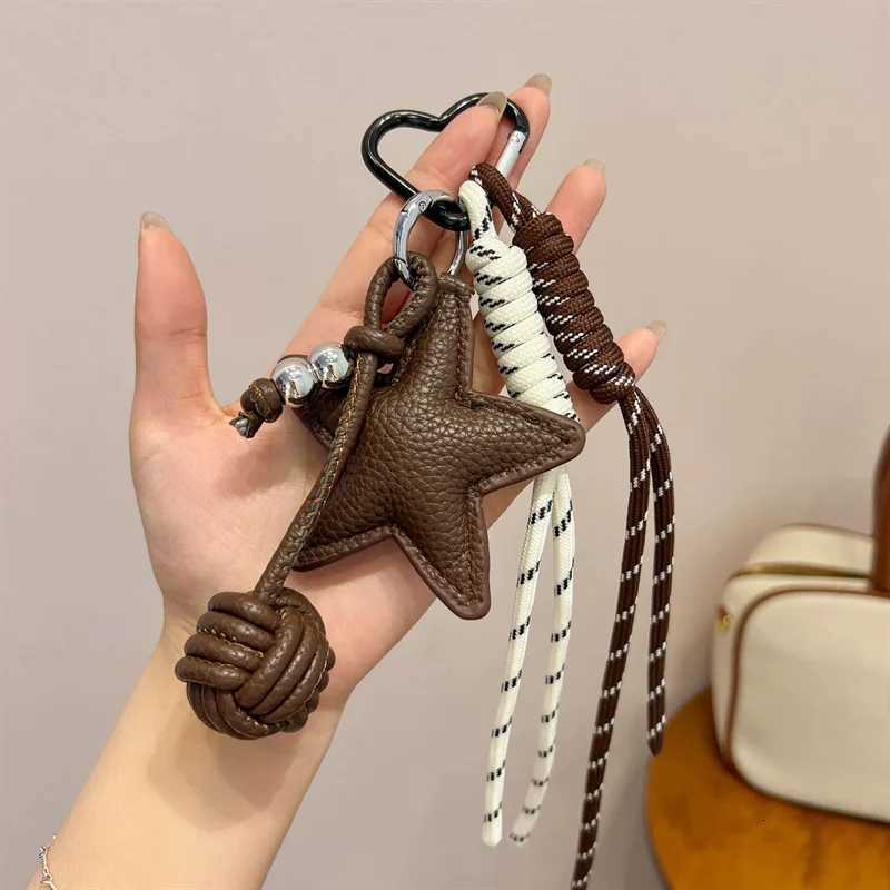 PU Leather Star and Ball Pendant Love Heart Ring Keychain Women Bag Decoration Backpace Accessories for Daily Use or Party Gifts M251215