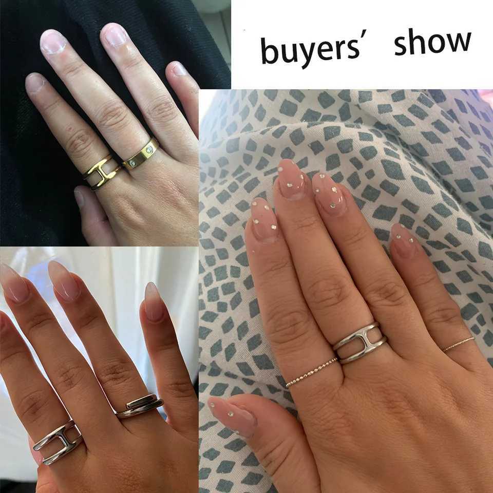 Cazador Letter H Shape Finger Rings for Women Adjustable Stainless Steel Ring Gold Color Mother Day Jewelry Gift Wholesale 2025 M251215