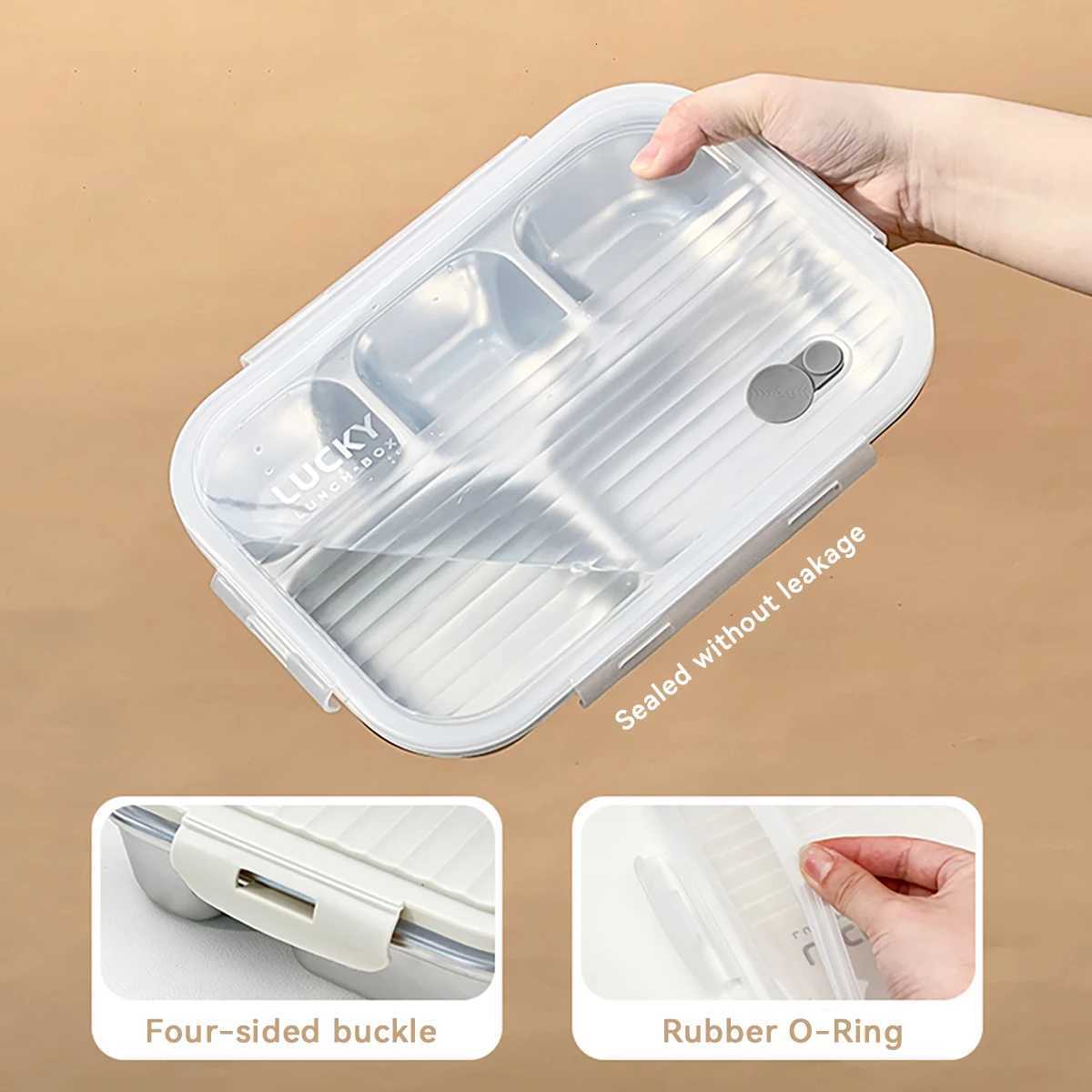 WORTHBUY Portable Lunch Box With Cpartment 304 Stainless Steel Bento Box Kids Students Sed Divided Dinning Plate With Lid H251213
