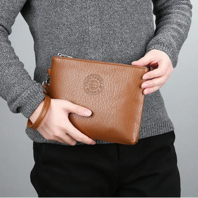 Business Style Mens Clutch Large Wallet Soft PU Leather Male Wristlet Pack Bag Elegant Leisure Stylish Hand Bags Man Pouch 251210