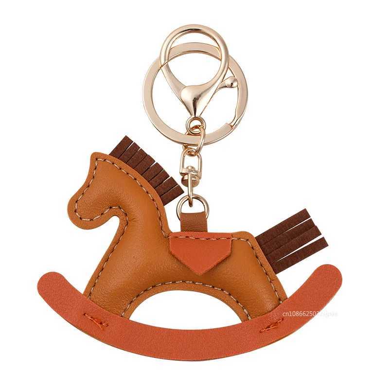 luxury Designer Rocking Horse Keychain Keyring Charm PU Leather Pendant Decoration for Ladies Bag Accessories 2025 M251215