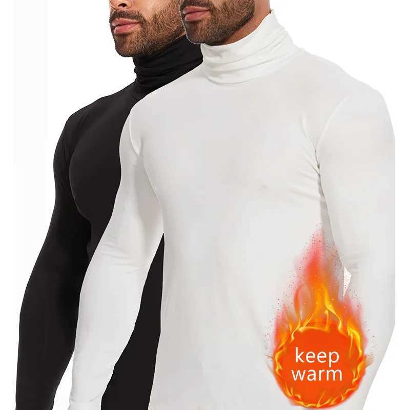High Neck Fall Winter Thermal Underwear Tops for Mens Warm T-shirt Slim Fit Fashion Long Sleeve Bottoming Shirt Apparel Pullover G251215