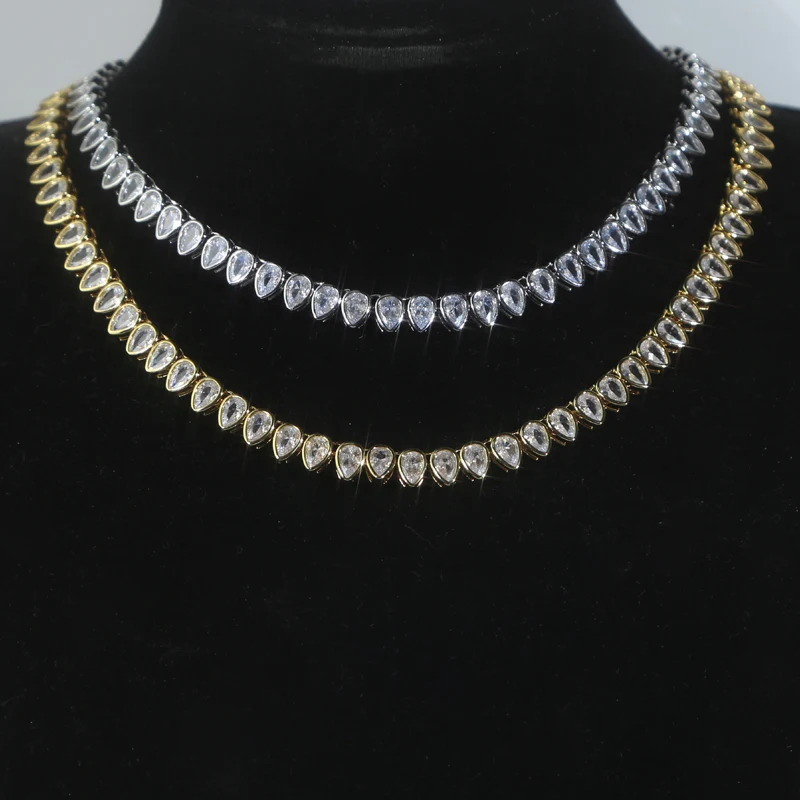 Classic Water Drop Cz Tennis Chains Necklace for Women Pave White A Zirconia Gold Platinum Plated Color Fashion Jewelry 251209 - view 7