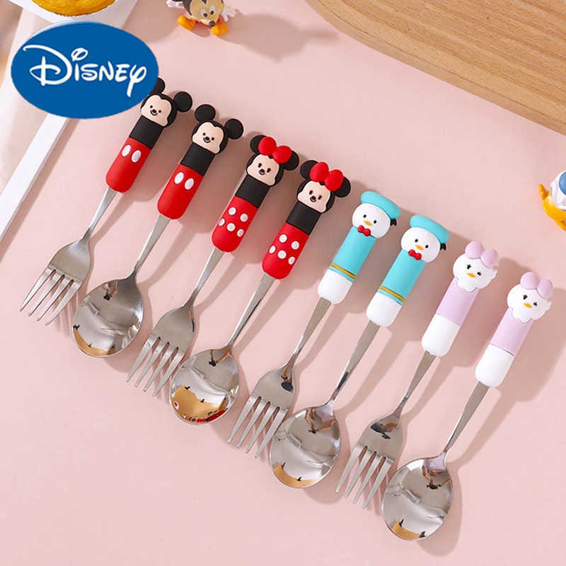 Disney Mickey Mouse Stainless Steel Spoon Fork Kawaii Cartoon Figure Milk Stirring Accessories Children Baby Portable Tableware H251215