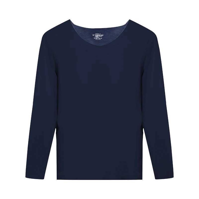 2PCS Mens seamless thermal underwear fleece - lined and thickened single - piece long - sleeve base - layer wool thermal top G251215