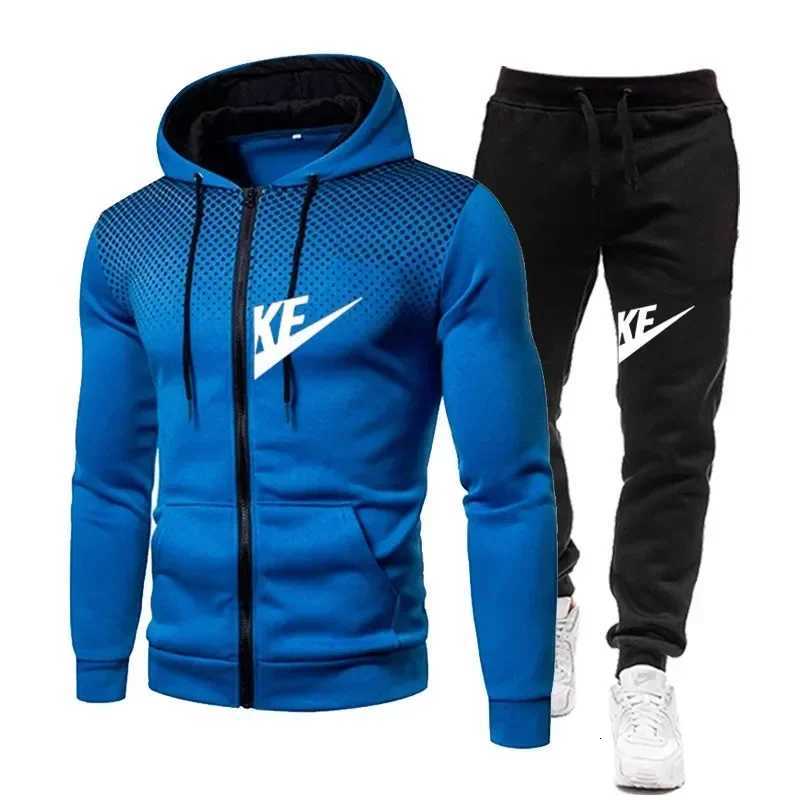 2025 New fashion zipper hooded long-slved hoodie pants set Spring and Autumn leisure outdoor mens two-piece set X251215 - view 3