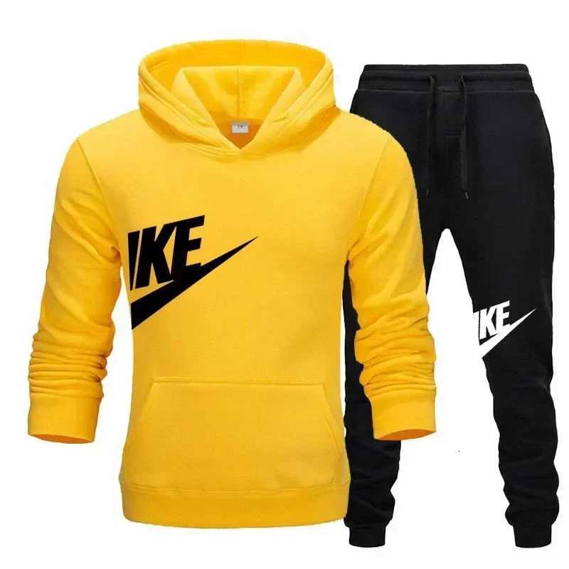 New mens casual and running sportswear for autumn and winter fashionable printed loose hooded pullover long pants se X251215