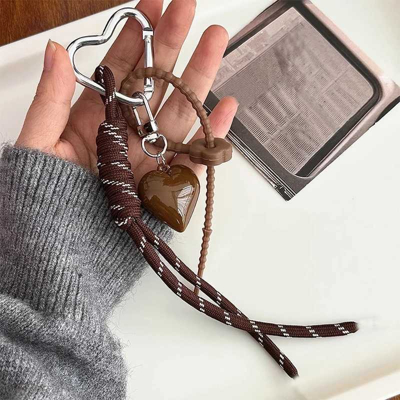 Fashion Creative Heart Bag Pendant Mobile Phone Lanyard Colorful Braided Rope Keychain Pendant Decor Accessories M251215