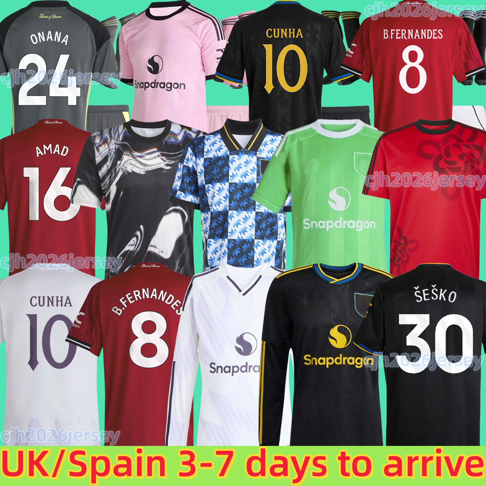 2025 2026 AMAD 16 B. FERNANDES GARNACHO YORO CUNHA 10 SESKO 30 HOJLUND MAINOO MOUNT football shirt Soccer Jersey Pre match Stone MARTINEZ MBEUMO UNTED 25 26 kit kids tops