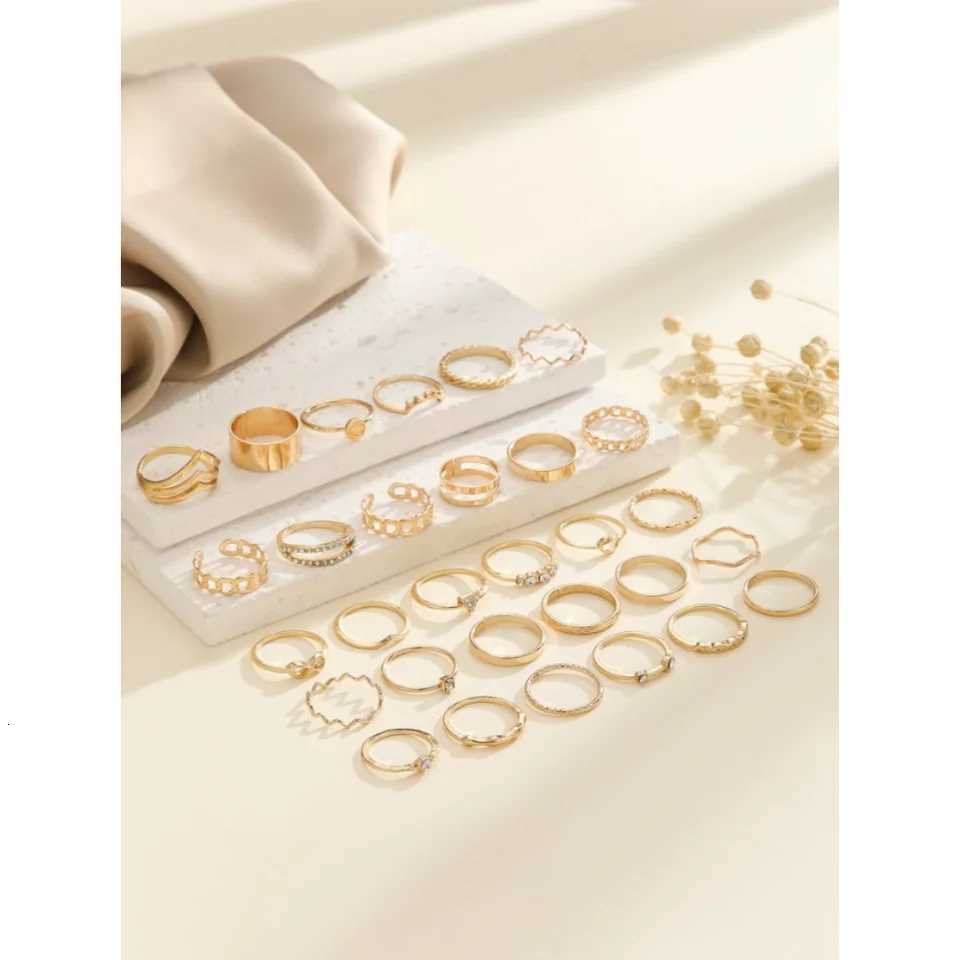 Popular Geometric Ring Set Open-Ended Multi-Joint Irregular Ring 30-Piece Set M251215