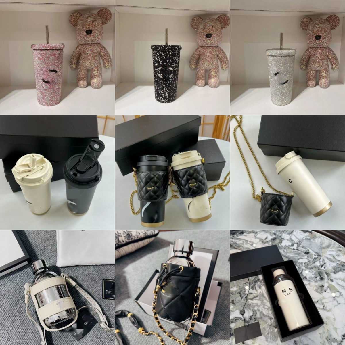 Tumblers Designer Water Bottle Fashion Full Diamond Insulated Car Cup With Straws And Bags Classic Logo Printed Handy School Tumbler Coffee