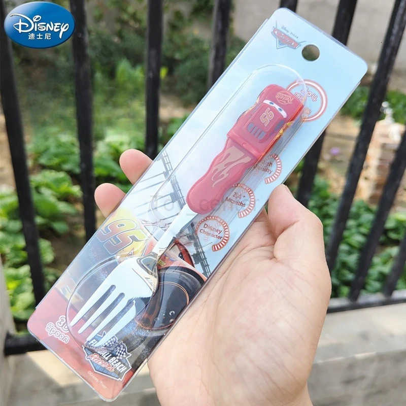 Disney DisneyCarLightning McQueen cutlery Set Animated Cartoon 304 stainless steel fork and spoon Box 3D childrens Christmas gift toys H2512151