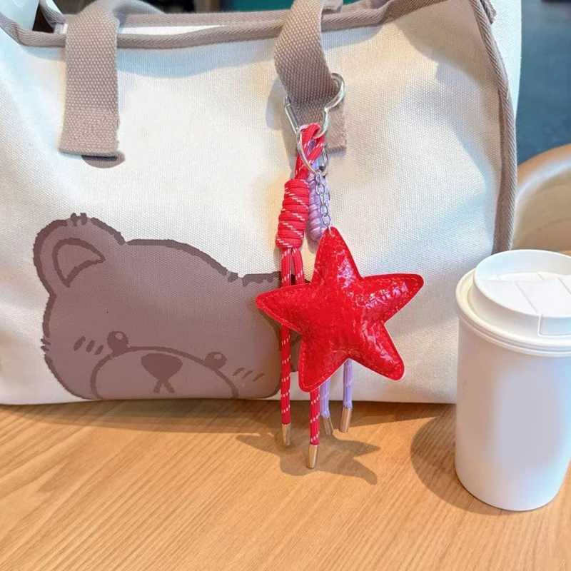 Red Star Pendant Bag Accessories Mobile Phone Keychain Hanging Creative Handmade Nylo Rope Keyring Holder Charm M251215