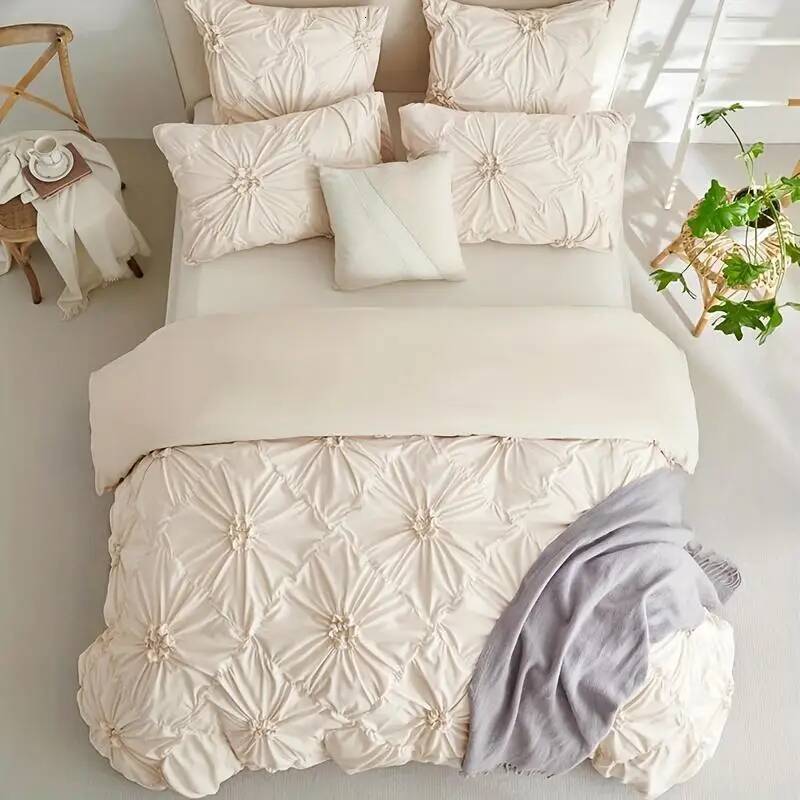 Bestseller 3pcs Bohemian Rhomboid Plaid Stereoscopic Flower Plain Colour Quilt Set1 Duvet Cover +2 Pillowcase Without Pillow Core ddmytues