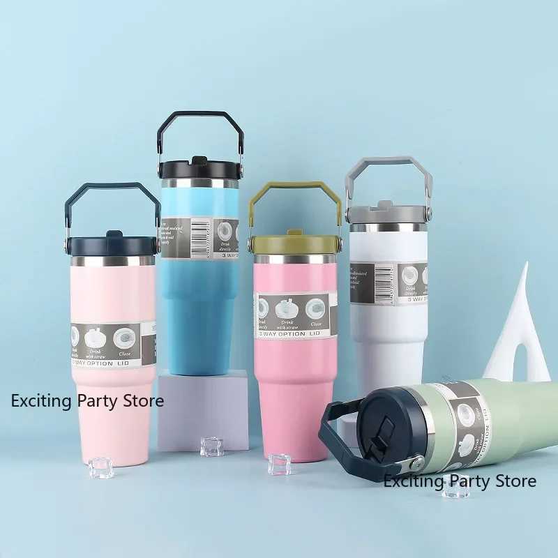 20oz/30oz Thermal Water Bottle With Straw Stainless Steel Car Coffee Mug Keeps Cold and Heat Thermal Mug Tumbler Vacuum Flasks H251215
