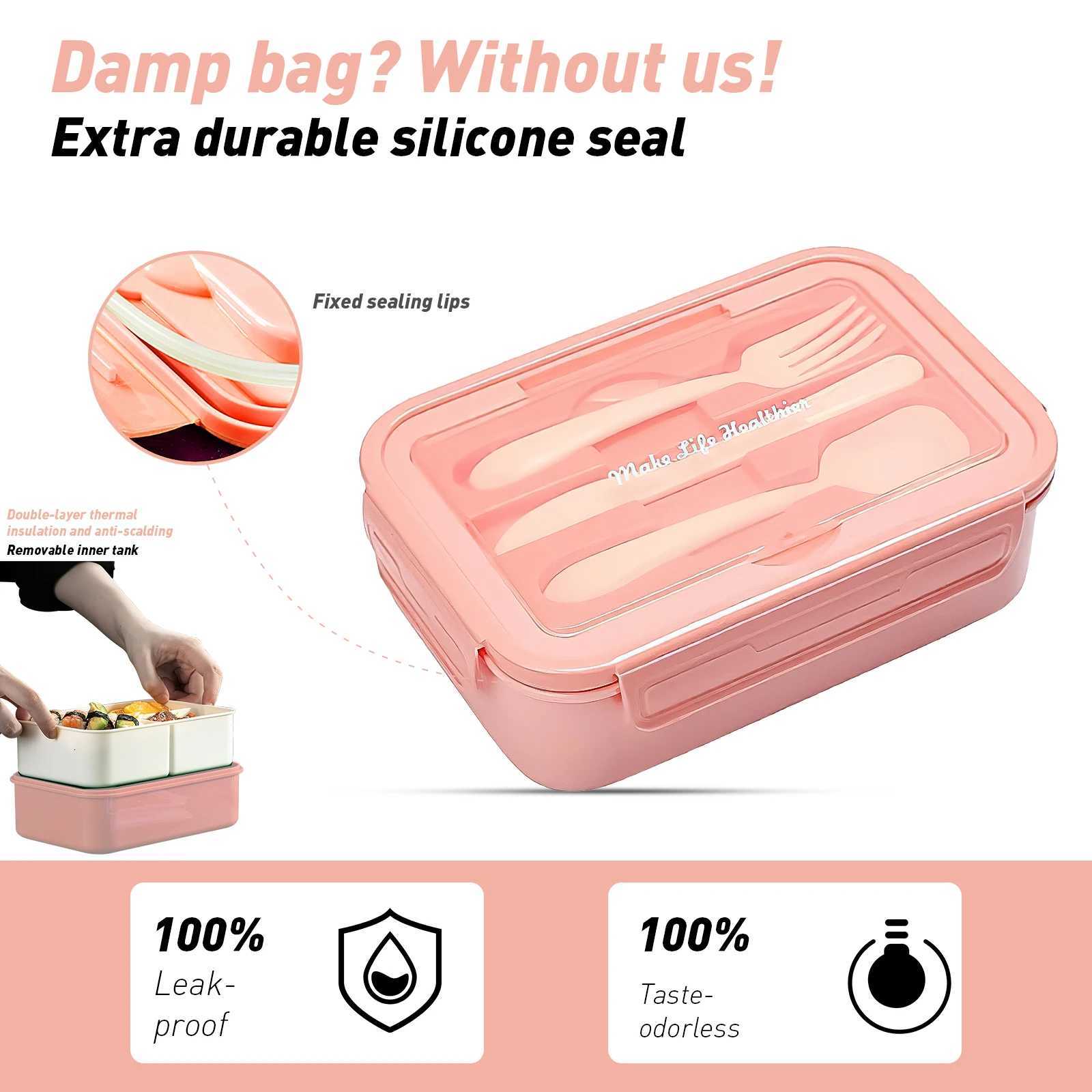 3 Grids Microwave Plastic Lunch Box Portable Detachable Fruit Bento Box Stackable Food Container For School Travel Off Picnic H251213