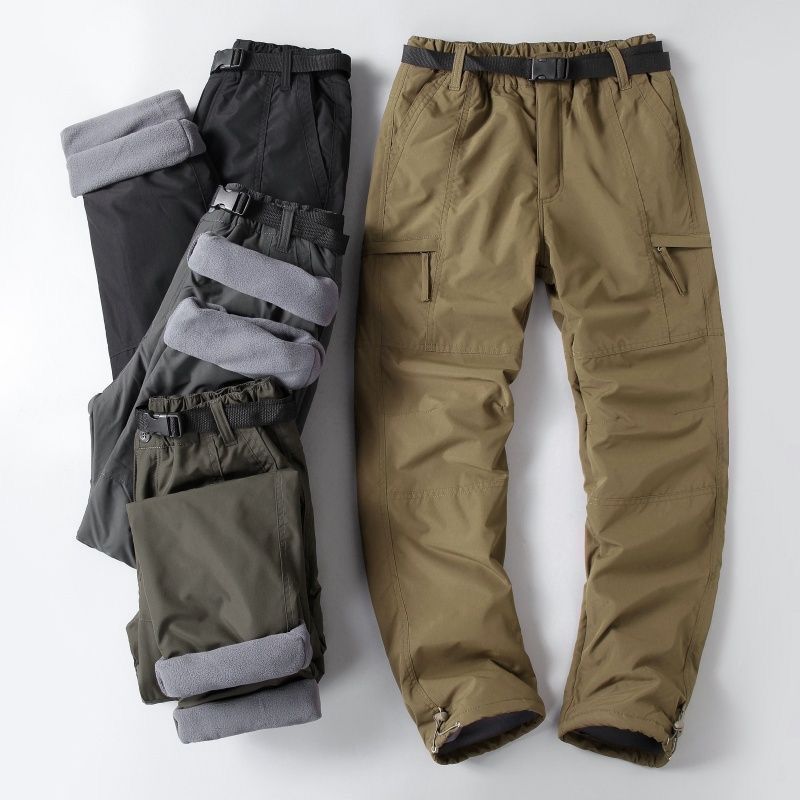 WOZK Men's Winter Pants fleece lined Lined Ski Snow Pants Water Resistant Pockets Outdoor Work Pants Outdoorfun plus size