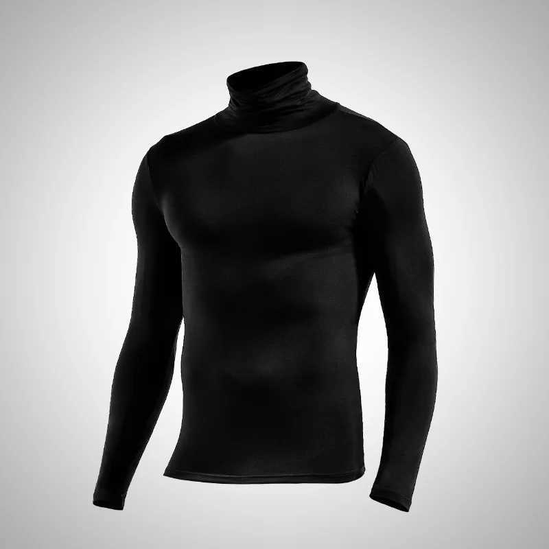 New Thermal Underwear Tops Mens Casual Slim Turtleneck Bottom Shirt Long Sleeve Basic Tops Autumn Pullover Mock Neck Undershirt G251215