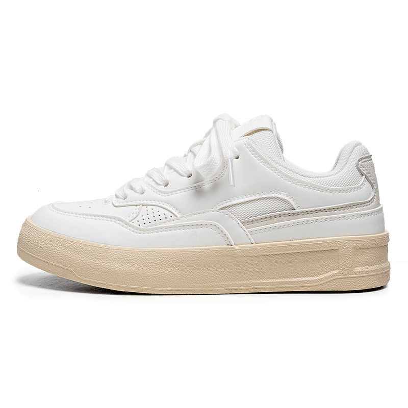 2024 Spring New Student Casual Lace-up Leather Panel Women White Shoes H1278 ddmythur