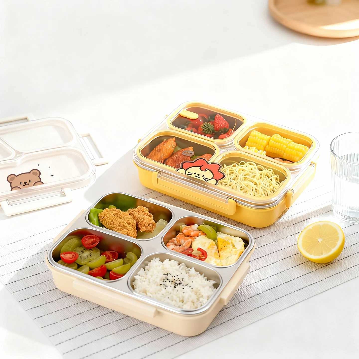 WORTHBUY Large Capacity Bento Box 304 Stainless Steel Divided Lunch Box For Kids Microwave Safe Portable Sed Lunch Container H251213