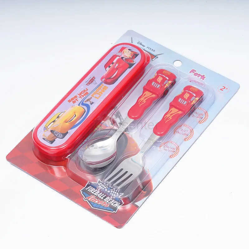 Disney 2pcs Cars Lightning McQueen Tableware Set Anime Cartoon Stainless Steel Kawaii Fork Spoon Children Christmas Gift Toy H251215
