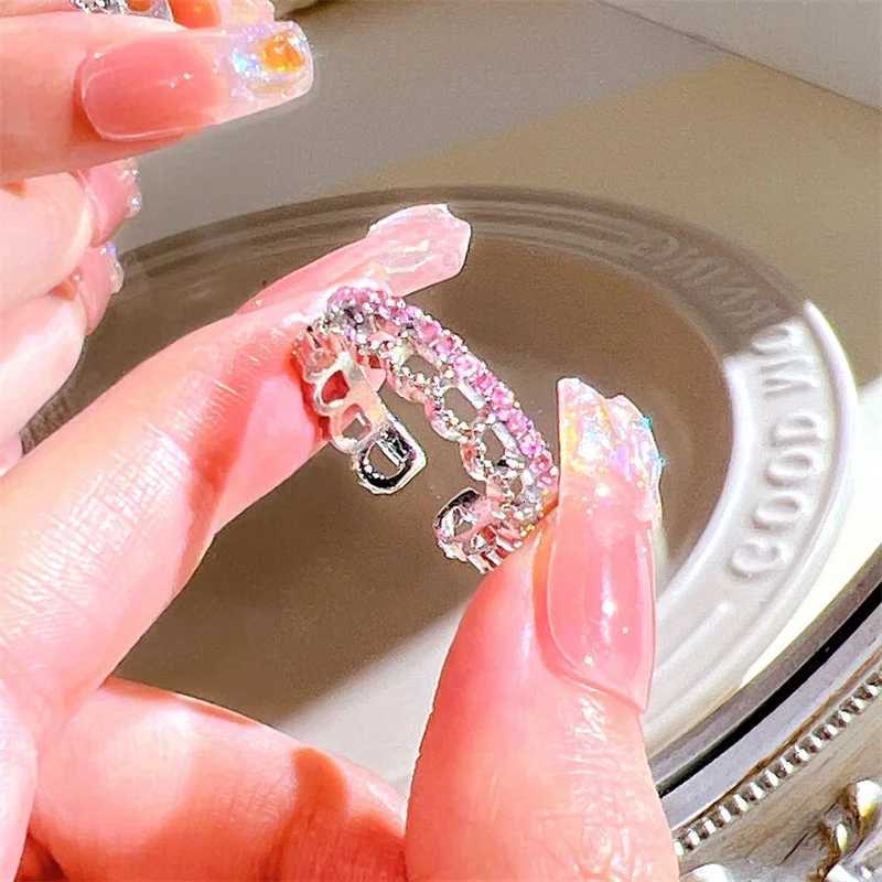 3pcs Fashion Heart Zircon Open Rings Set for Women Gothic Sweet Girls Geometric Finger Rings Y2K Party Jewelry Accessories M251215