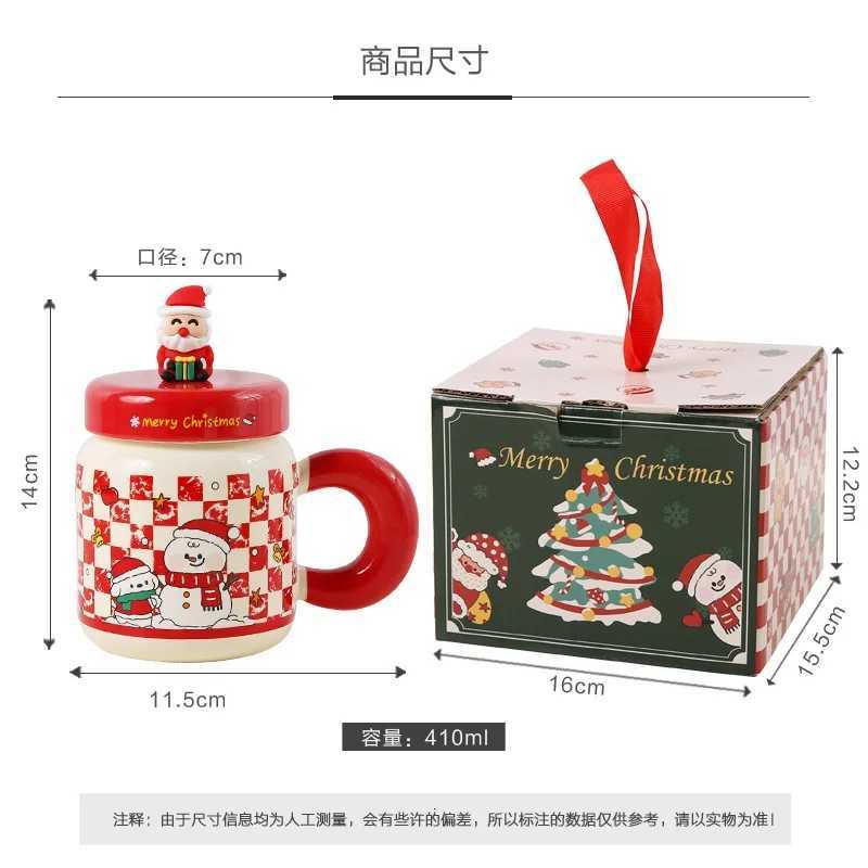 New Christmas gifts Ceramic cups with LIDS spoons cartoon gs high appearance ll creative New Year gifts and souvenirs H251215