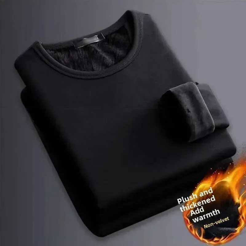 2 pcs Men Thickening Thermal Underwer Warm Tops Long Sleeve Fleece Round Neck Fashion Men Winter Thermal Underwer Plus Clothing G251215