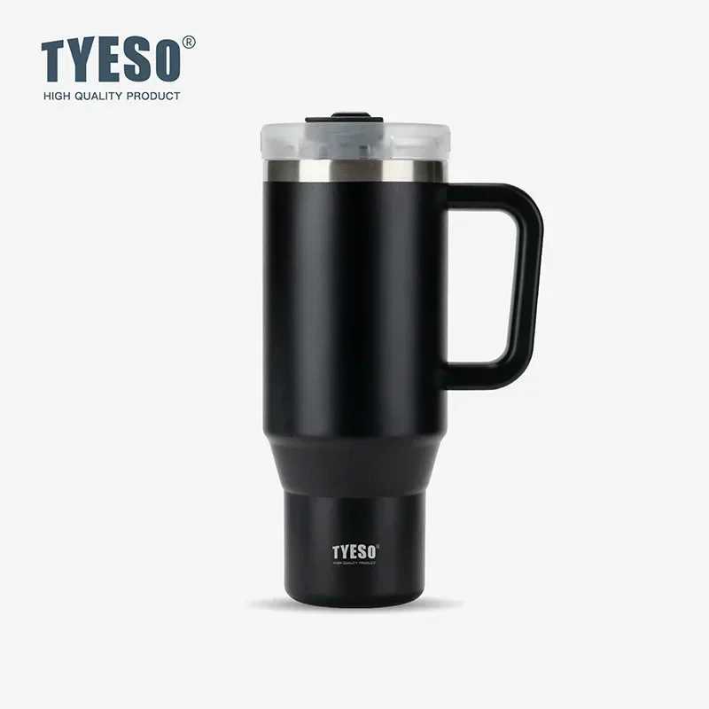 Tyeso 900/1200ml Stainless Steel Vacuum Insulated Travel Mug BPA Free Hot Cold Coffee Tumbler with Handle Straw Tumbler Bottle H251215