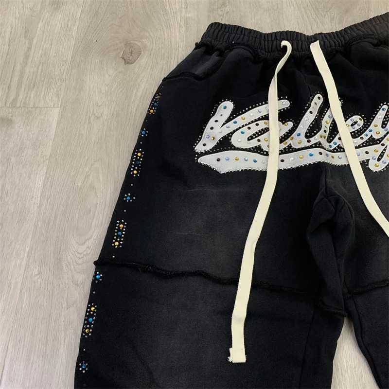 Black Wash Mens Pants Oversized Pure Cotton Hot Drill Letters Vale Women Drawstring Sweatpants X251215