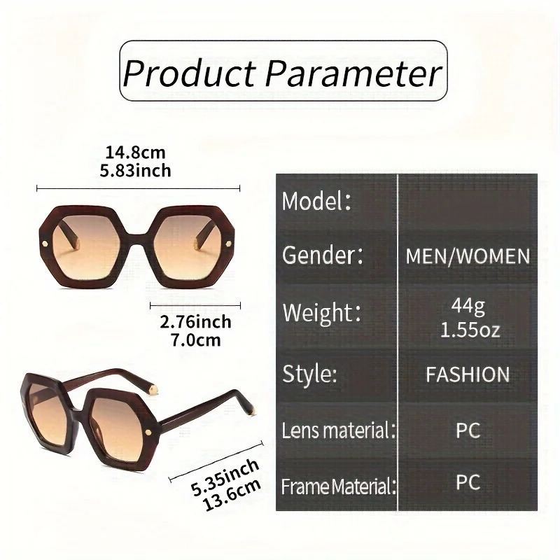 Retro Polygon Sunglasses Large Frame Personalized Irregular Simple Fashion for Outdoor Travel and Street Pography Eyewear 251205