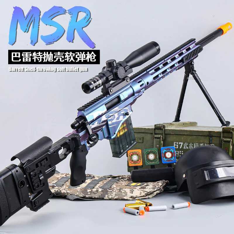 Medium Msr Shell Throwing Soft Bullet Gun Can Fire Toy Gun Boys Diy Assembly Sniper Rifle Model Manual Loading W251215