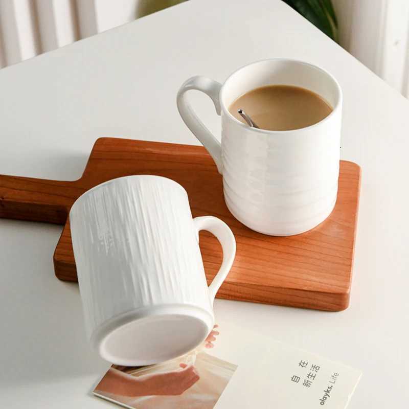Household Bone Cup 250450ml Wen Solid Simple High Aesthetic Handle Ceramic gs with Scoop Chinese New Couple Water Cup H251215