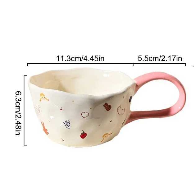 300ml Hand Pinched Irregar Ceramic gs Cute Bear Rabbit Coffee Cups Milk Cup for Kids Breakfast Oatmeal Cup Festival gift H251215