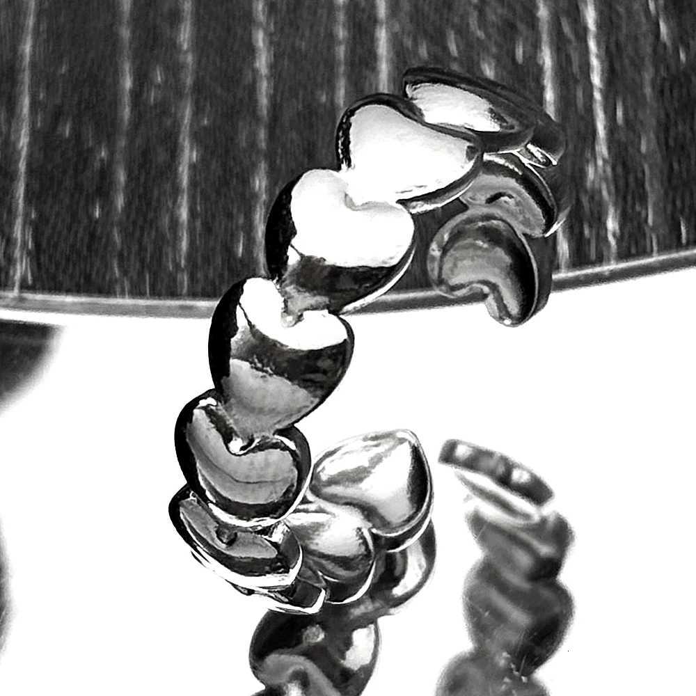 Stainless Steel Couple Ring Personality Simple Heart Open Women Men Adjustable Korean Trendy Valentine Day Finger Jewelry M251215