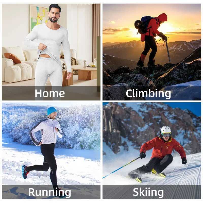 Winter Men Thermal Underwear Set Moisture-wicking Breathable Fleece Sexy Casual Home Thickened Long Sleeve for Loungewear G251215