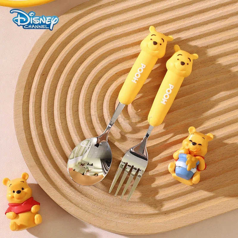 Disney Winnie the Pooh Spoon Fork Kids Tableware Cartoon Kawaii Soup Coffee Spoon Cake Fruit Fork Child Stainless Steel Cutlery H251215