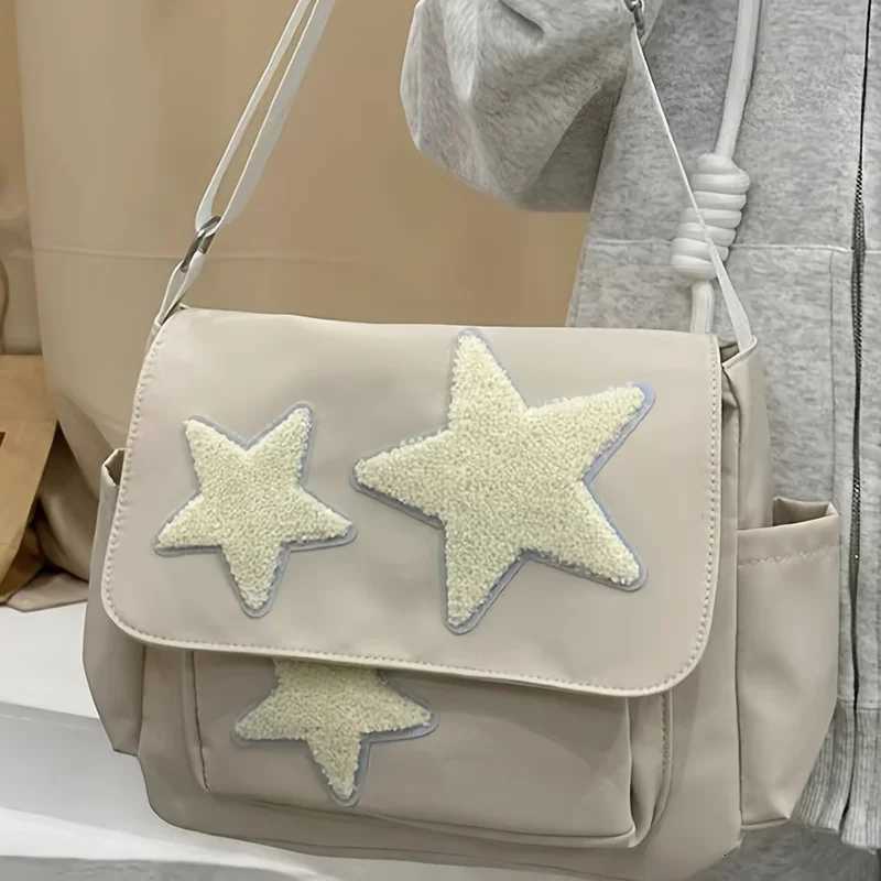Cute Academic Star Print Shoulder Bag Large Capacity Tote for Students Casual Commuter Crossbody Purse 1-PackT251215