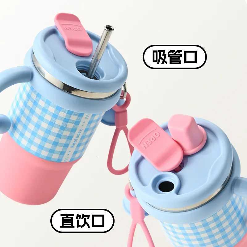 2025 New Girls Office 316 Stainless Steel Thermos Cup Household Handle Student Straw Cup Double Drink Bingba Cup Coffee Mug H251215