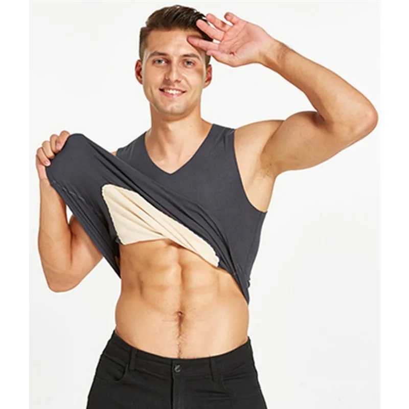 Reversible Soft and Seamless Men Thermal Vest Black Vest Thickened Brushed Base Layer Sleeveless Underwear Gray Plus Size G251215